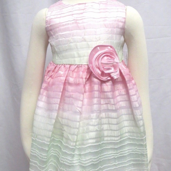 Girls Organza Ribbon Stripe Easter Occasion Dress - Picture 2 of 7
